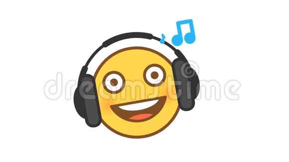 Emoticon在耳机上听音乐选项5动画表情阿尔法通道视频的预览图
