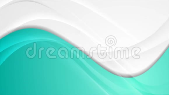 绿松石灰色平滑模糊波浪抽象运动背景视频的预览图