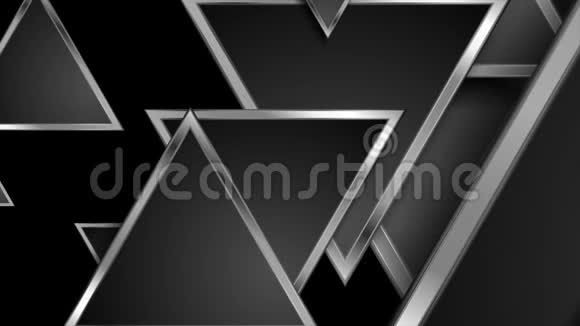 带银三角形的高科技几何抽象运动背景视频的预览图