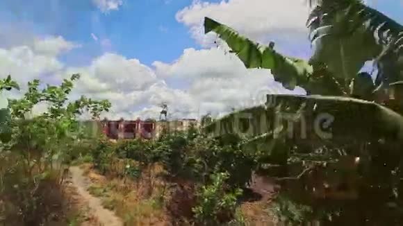 水力发电站沿植物路径至大坝的运动视频的预览图