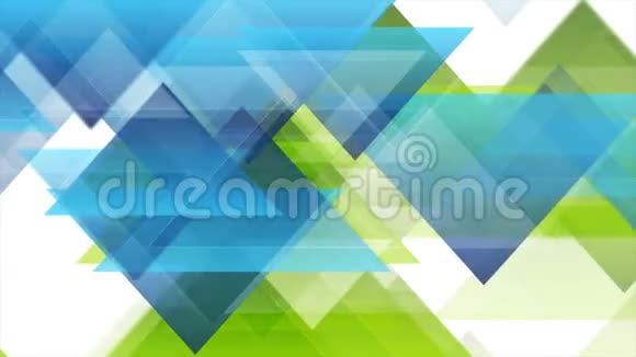 绿色蓝色三角形技术抽象最小运动背景视频的预览图