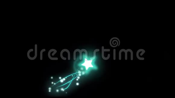 动画绿灯和橙色星星在黑色背景上点亮闪烁视频的预览图
