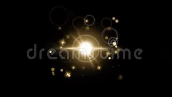 动画橙色灯光和橙色星星在黑色背景上点亮闪烁视频的预览图