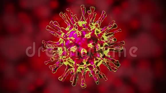 轮状冠状病毒covid19病毒分子红色背景视频的预览图