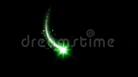 动画绿灯和白色星星在黑色背景上点亮闪烁视频的预览图