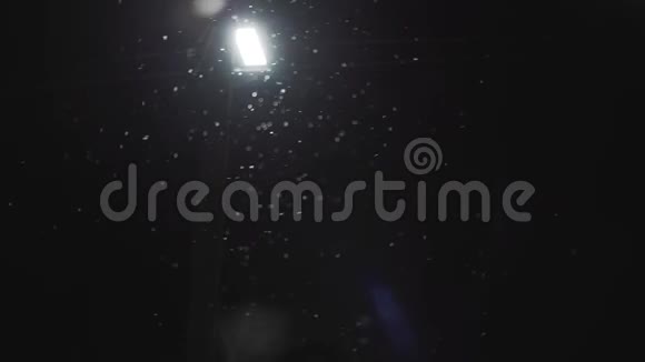 雪在夜里随着街灯落下循环式降雪背景视频视频的预览图