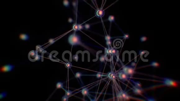数字技术信息网络化理念抽象网络网格旋转带自由度的无缝循环三维动画视频的预览图