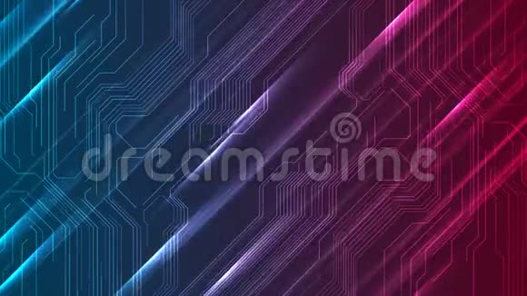 蓝紫色发光运动背景电路板线视频的预览图