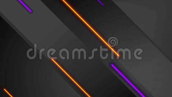 带紫橙色激光霓虹灯线的复古技术运动背景视频的预览图