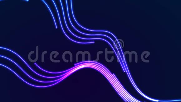 蓝色紫外霓虹曲线波浪线视频动画视频的预览图