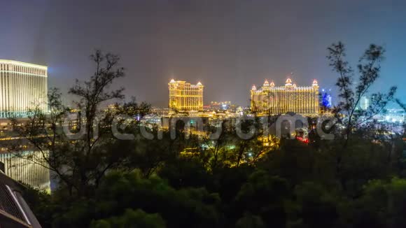 夜晚澳门台帕酒店观景点景观全景4k时光流逝中国视频的预览图
