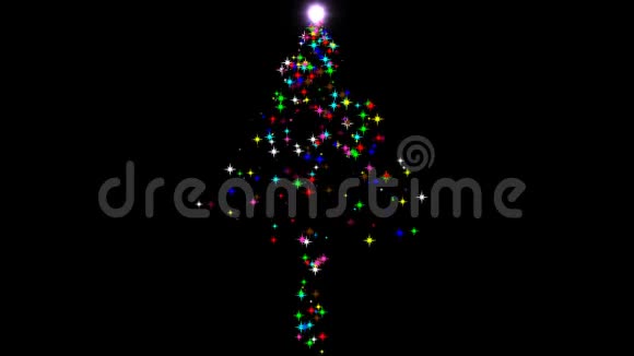 圣诞树形状的彩色星星视频的预览图