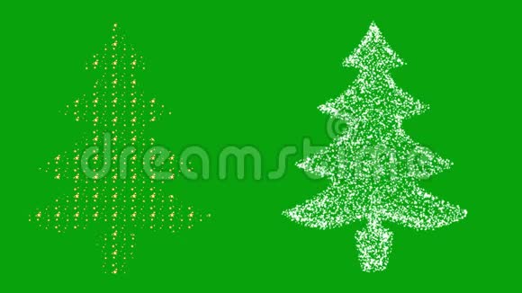 绿屏背景圣诞树形状的金星和闪烁的星星视频的预览图