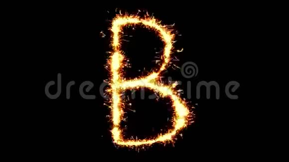 字母表B文本闪烁火花火花烟花循环动画视频的预览图