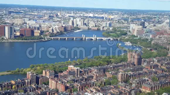 波士顿的鸟瞰图波士顿港的景色那里有著名的茶会视频的预览图