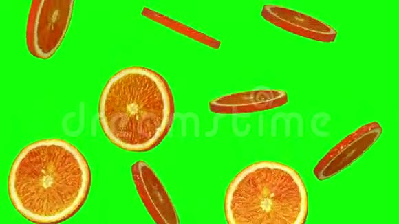 橙色的圆片落在绿色的屏幕上无缝的循环CG视频的预览图
