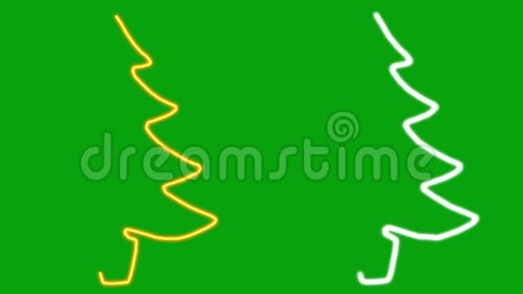 带有绿色屏幕背景的圣诞树形状的发光线条视频的预览图