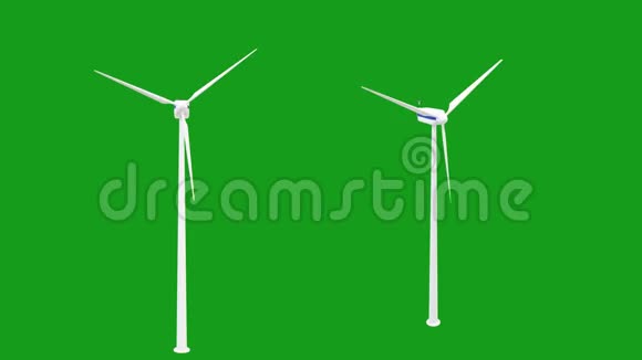 绿色屏幕背景的风力发电机工作动画视频的预览图