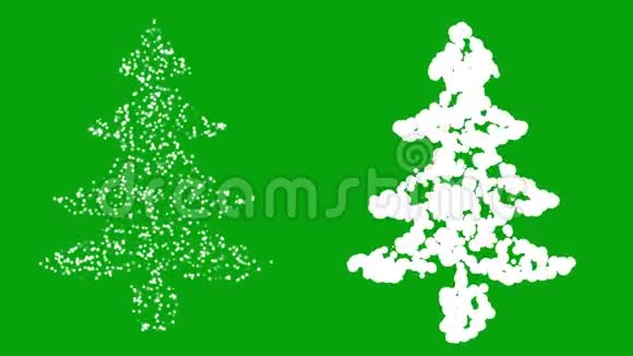 带有绿色屏幕背景的圣诞树形状的神奇星星和神奇斑点视频的预览图