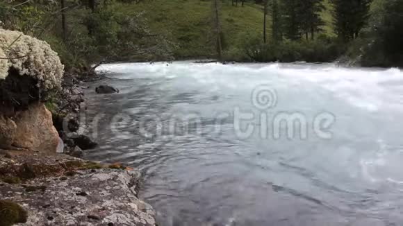 库什拉河流经阿尔泰山鲁西乌登桥过山河库什拉河阿尔泰山俄罗斯视频的预览图