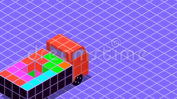 卡车在复古游戏中运输零件视频的预览图
