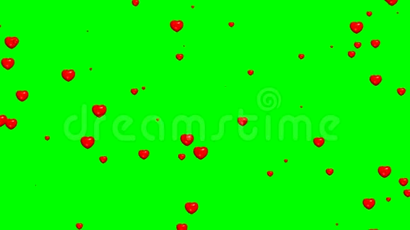 一颗颗闪烁着绿色屏幕背景的心视频的预览图