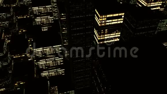 夜间摩天大楼3D动画视频的预览图