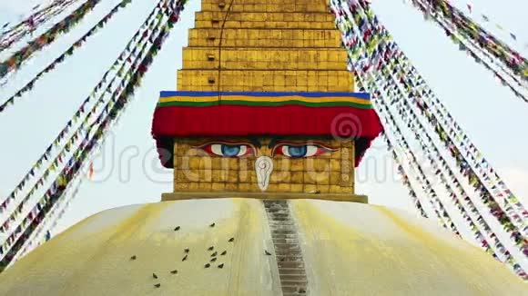 尼泊尔的象征加德满都的佛眼视频的预览图