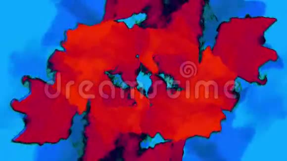 蓝色的红色斑点粒子动画循环视频的预览图