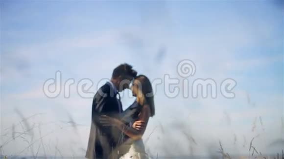 新婚夫妇在野外接吻视频的预览图