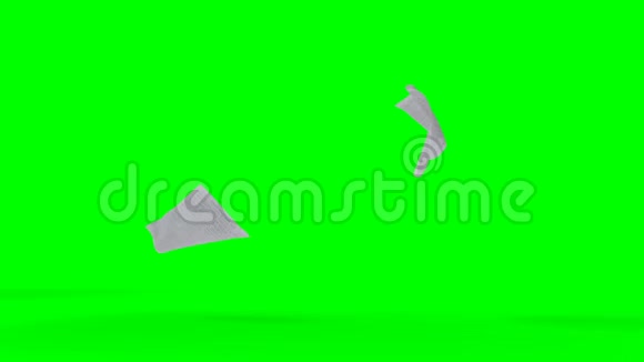 彩色键绿色屏幕上的纸在风中飞扬无光和阴影视频的预览图