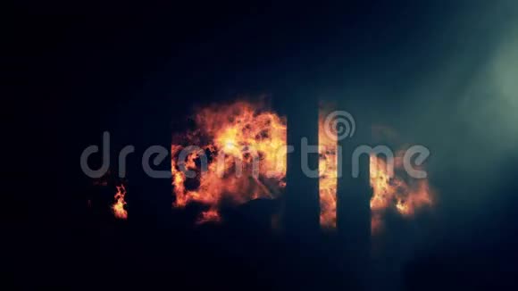 特洛伊城燃烧与火焰背景下的木马视频的预览图