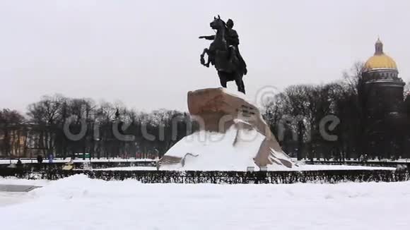 彼得大雕像冬季全景视频的预览图