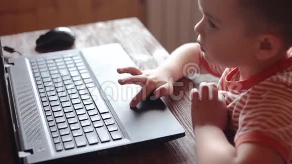 小男孩用笔记本电脑视频的预览图