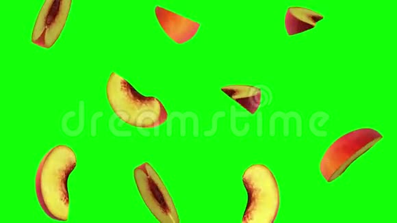落在绿色屏幕上的桃子无缝环CG视频的预览图
