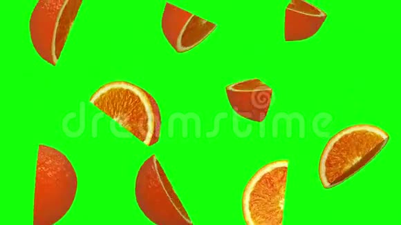 橙色落在绿色屏幕上无缝环CG视频的预览图