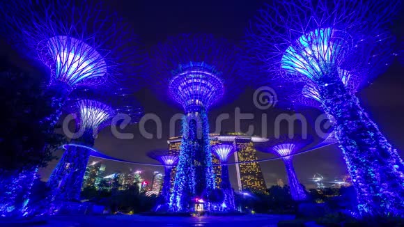 新加坡超蓝照明时光流逝之夜视频的预览图