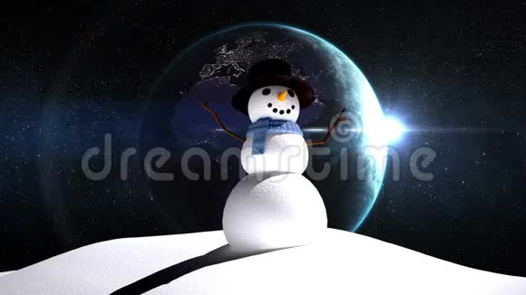 雪人与地球旋转视频的预览图