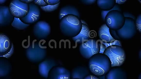 蓝色气泡背景动画无缝可循环4kUHD蓝色气泡的动态动画生长序列视频的预览图