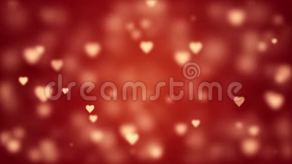 迷人的浪漫背景与红色的心瓦伦丁卡软焦和景深爱的象征3D动画视频的预览图