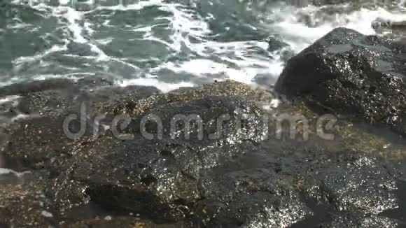 被水覆盖的岩石特写镜头视频的预览图