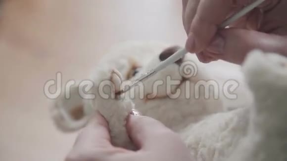 玩具熊的手工玩具细毛刷的绘制细节视频的预览图