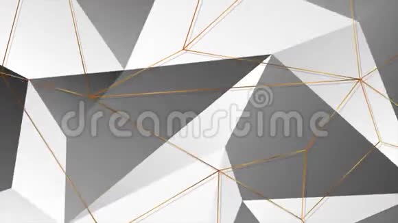 黑色和灰色背景视频动画上的金色多边形轮廓纹理视频的预览图