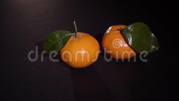 两个带有黑色背景叶子的柑橘视频的预览图