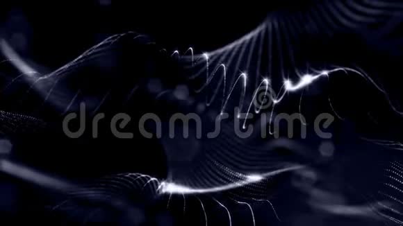 发光粒子形成科幻宇宙背景循环三维动画蓝色弧形线条3视频的预览图