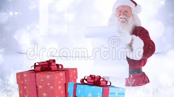 圣诞老人条款与圣诞礼物结合降雪视频的预览图