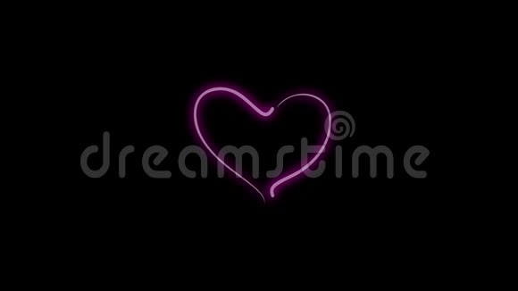 动画的粉红色心跳与灯光闪烁设计元素情人节视频的预览图