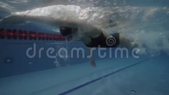 女子专业游泳运动员浮泳潜泳视频的预览图