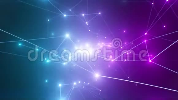 美丽的抽象发光的紫色和蓝色颜色与成长的网络连接在网络空间无缝装载视频的预览图