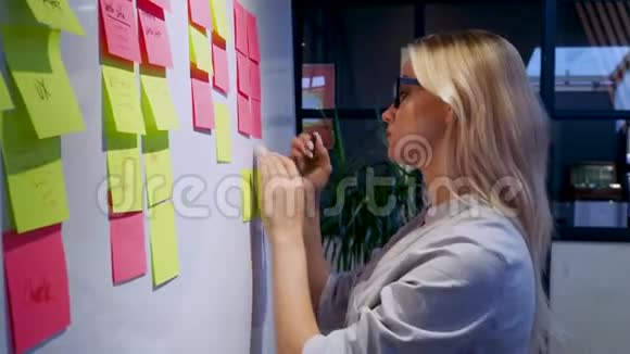 项目管理敏捷方法论理念戴眼镜的金发女郎视频的预览图